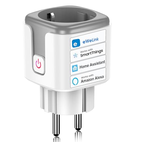 SURFOU Wlan Steckdose Funktioniert mit Alexa und Google Home, 2.4 Ghz Wifi Smart Plug 16A mit App Steuerung, Zeitschaltuhr, Sprachsteuerung, Fernzugriff, Kein Hub Notwendig, Strommessung