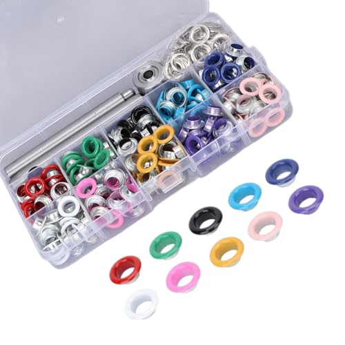Agatige Ösen Set, Ösen Werkzeug Kit, Ösen Werkzeugsatz, ösenzange für planen, 8 mm Ösen-Werkzeug-Set, 200 Ösen-Sets mit 3 Installations-Werkzeug-Set für DIY Craft Sewing Clothing Bags