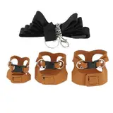 Briny River 3-teiliges Weste-Geschirr-Leinen-Set für Kleintiere mit Verstellbarer Leine für Eichhörnchen Rennmäuse Chinchillas Ratten Braun S/M/L