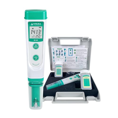 Apera Instruments EC20 EC-Meter, Leitfähigkeitsmessgerät im Taschenformat (1% Genauigkeit, BPB Sensor, Temperaturanzeige, komplettes Set)