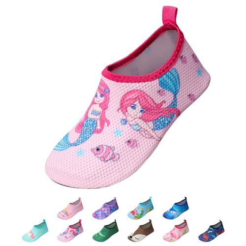 EDOTON Badeschuhe Kinder Mädchen Schwimmschuhe Wasserschuhe Strandschuhe Aquaschuhe Sommer Schwimmschuhe Strandschuhe Leichte Barfußschuhe Schnell Trockene Surfschuhe(EU 30-31,Meerjungfrau)