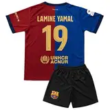 Qycksouth Yamal Nr.19 Heim Trikot für Kinder 2024 Saison – Fußball Set mit Shorts – Fan Trikot Jungen – Atmungsaktiv Sportoutfit – Trikot Kinder – 140