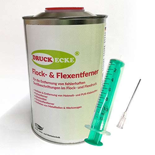 Flock- & Flexentferner Dose Inhalt 1kg + Spritze und Kanüle Industrieprodukt (Grundpreis 54,95 € / 1 KG - Produkt ohne Spritze berechnet)