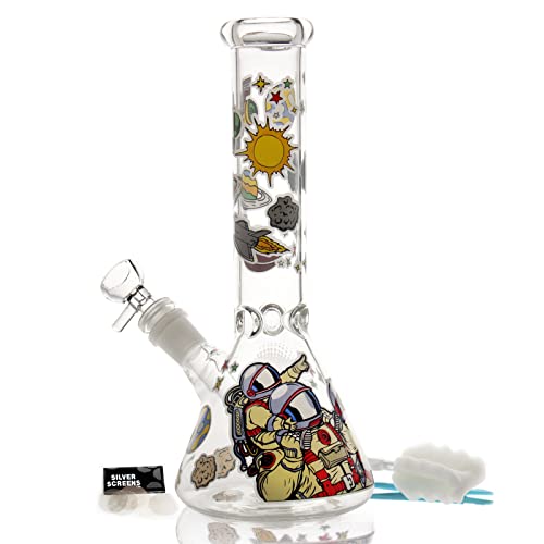 Glasbong Pfeife Glühende Wasserbongs zum Räuchern Bong Bowl 14,5 mm Höhe 26 cm 400 g Recycling Tornadofilter Glas Wasserbong Wasserbong Hookahs Oil Rig Bong Snake Pattern Smoking Bongs (Glasbongs)