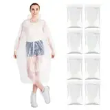 LoNinLoAn Regenponcho Einweg, 6 Stück Einweg-Regenmantel, Einmal Regencape mit Tunnelzug Kapuze, Durchsichtig Regenschutz, Portable Regen Poncho, Notfallponcho unisex, Erwachsene