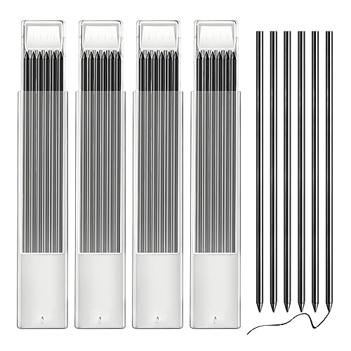 Redamancy Bleistiftminen, 24 Stück Bleistiftminen für Tischler, 2,8mm Solide Bleistiftminen, Bleistift Ersatzminen, Solide Tieflochmarker Konstruktion Bleistift Ersatz, Blac