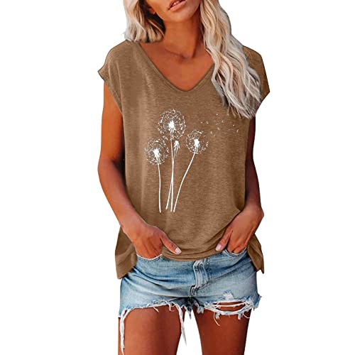 Weste DamenTops für Cap Sleeve Sommer Tops Trendy Tank Tops Blumendruck Spitze V-Ausschnitt Loose Fit Shirts Oberteil Damen Sexy