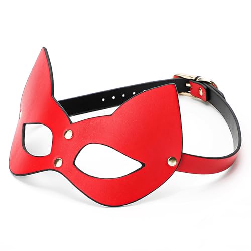 Augenmaske Sexy Catwoman Katze Maske BDSM Augenmaske SM Bondage Fesseln Augenbinde Fetisch Sexspielzeug für Erwachsene Paare Liebhaber PU Leder Maske Erotik Einstellbar Bondage Fetisch Cosplay