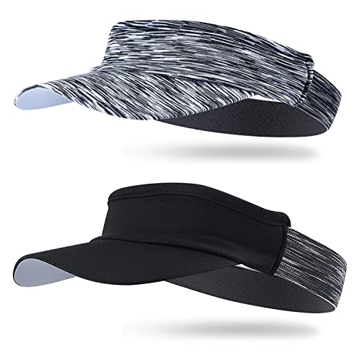 Arcweg Visor Elastisch Sonnenschild Mit Frottee Stirnband Tragbar Schweißaufnehmbar Sonnenhut Visor Hat Sport Cap Schirm für Tennis Running Golf Wandern (Schwarz+Grau, One Size)