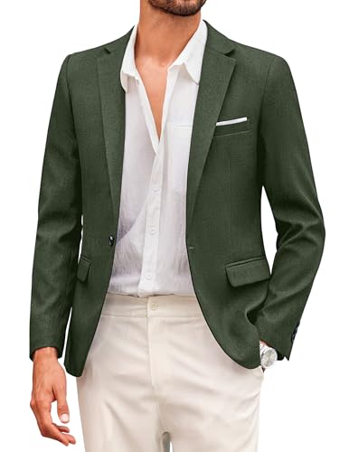 COOFANDY Herren Sakko Sportlich Männer Freizeit Blazer Slim Fit Anzugjacke 1 Knopf Jackett Darkgrün M