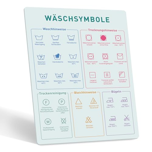 Vikkivikki Magnetische Aufkleber zum Wäsche sortieren für Waschküche Möbel, Laundry/Waschraum, Waschmaschine, Waschsymbole, Wäschedekoration, Geschenk für Frauen