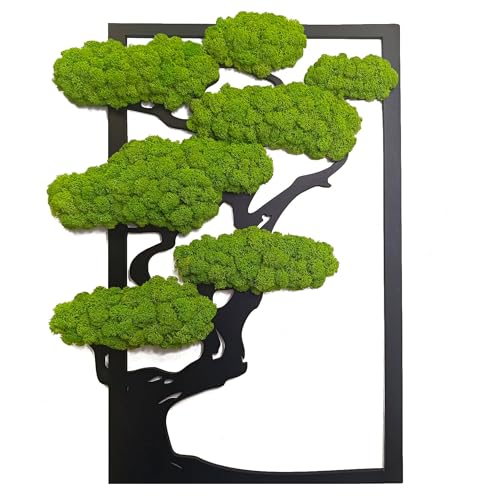 Scandinavian Moss Moosbilder in Form Eines Baumes - Schön Aussehender Wand Baum - Bringen Sie Leben Ihre Wohnung - Wandbild aus Natürlichen Rohstoffen und Deko Moos 50x31cm