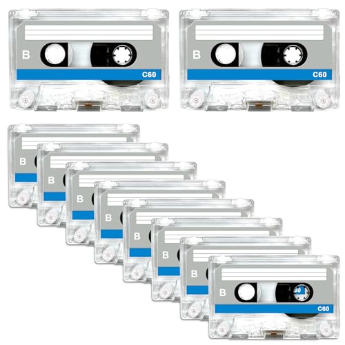 10 Stück Audio Kassetten: 60 Min Audio Cassette Empty Cassette Tapes, Leere Audio Kassetten für Musikkassetten, Rauscharm Audiokassetten für Vorlesungen Seminare Alltägliche Aufnahmen