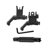 FIRECLUB Für AR15 Vorder- und Hinterseite hochklappen 45 Grad Rapid Transition BUIS Backup Iron Sight mit rotgrüner Faser und Einstellwerkzeugen