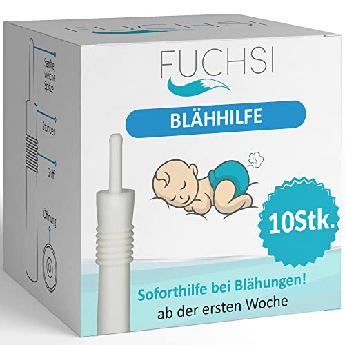 FUCHSI 10 STÜCK Blähhilfe für Babys | Effektive Hilfe für Babys mit Blähungen | ganz ohne Medikamente | Einweg-Katheter | Sanfte Abhilfe bei Säuglings-koliken und Blähbauch