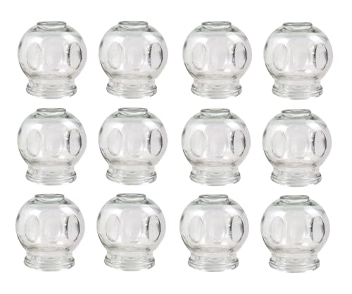 Schröpfen Set aus Glas (Feuerschröpfen) Schropfglas Schröpfgläser, Vakuum Massage für Muskelentspannung und Schmerzlinderung, Therapie Entgiftung Alternative Medizin, Cupping Banki (12 Stück, 7,5 cm)