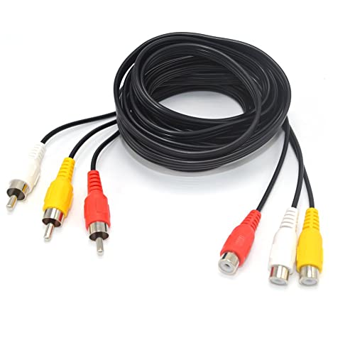 XENOCAM RCA Audio/Video Composite Cable DVD/VCR/SAT Yellow/White/red connectors 3 Male to 3 Female (10)