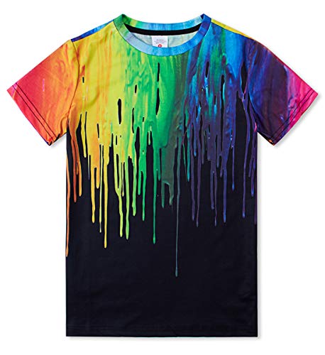 TUONROAD Kleine Jungen Mädchen Kurzarm Oansatz T Shirts Bunte Tinte Cool 3D T-Shirt 6-8 Jahre