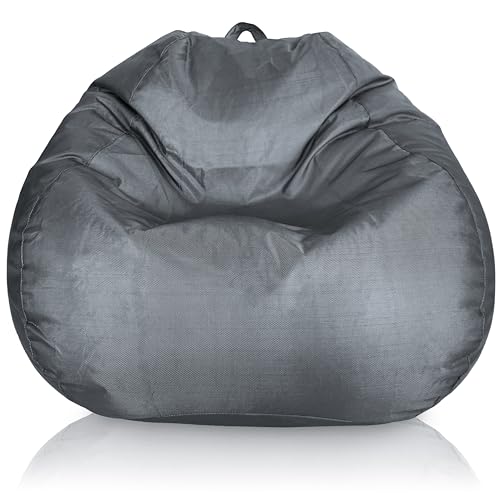 Aiire XXL Sitzsack Outdoor Bezug ohne Füllung - Modern Riesen Bean Bag für Garten und Pool - Bodenkissen Grob, Bodenstuhl - Gaming Sitzsäcke für Kinder und Erwachsene Grau