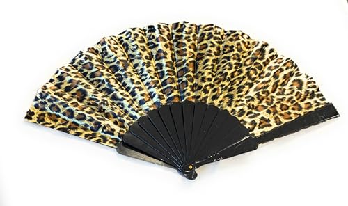 Caprilite Klassischer Fächer mit Leopardenmuster, chinesisch, faltbar, für Tanzveranstaltungen, Abschlussball oder Partys