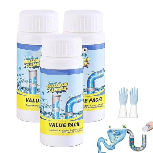 Acssart Abflussreiniger, Wild Sink und Drain Cleaner, 3pcs (Unscented, Flüssig, Verstopfung entfernen und Geruch beseitigen)