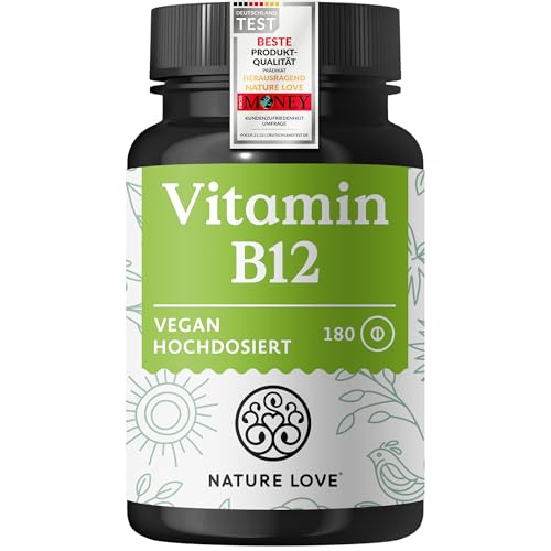 Vitamin B12-180 Tabletten - 500 µg pro Tablette - Beide aktiven Formen (Adenosyl- & Methylcobalamin) & Depotform - Ohne synthetische Zusätze, hochdosiert, vegan, laborgeprüft