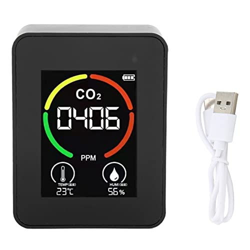 CO2-Detektor, Luftqualitätsmonitor Für Den Innenbereich, CO2-Messgerät, Tragbarer Kohlendioxid-Detektor, USB-Ladethermometer-Hygrometer Für Zuhause, Schule, Büro, Fabrik, Echtzeit-Monitor, CO2-De