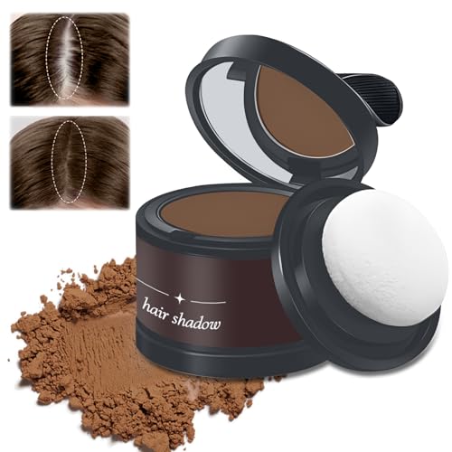 Haaransatz Puder, Ansatzpuder, 4g Haarpuder Haar Concealer, Puder zum Auffüllen von dünner werdendem Haar, Haarpuder für Ausbesserung der Wurzeln Frauen und Männer (Dunkle Kaffeefarbe)