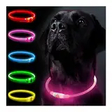 Leuchthalsband Hund, Hundehalsband Leuchtend Aufladbar, LED Halsband für Hunde Leuchtband Hund Einstellbare Größe Hunde Leuchthalsband,Lichtmodi Sicherheit für Ihren Hund in der Nacht(Rosa)