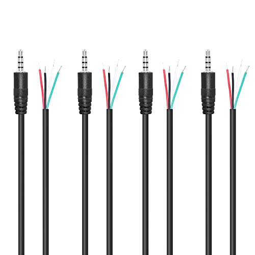 RIIEYOCA Ersatz-3,5-mm-Stecker auf blankes Kabel, offenes Ende, 1/8 Zoll TRRS, 4-poliges Stereo-Audiokabel für installierte Audiogeräte oder Reparatur von Kopfhörer-Mikrofonkabeln, 1 m (4 Stück)