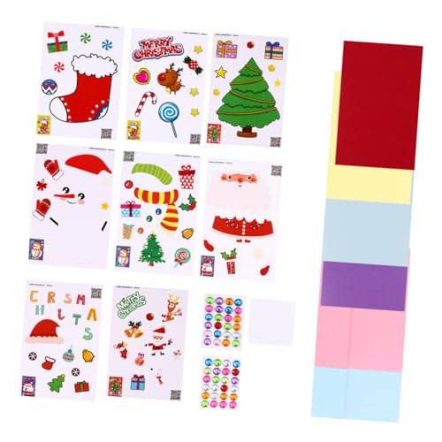 ULDIGI 4 Satz Weihnachtsgrußkarte Diy Machen Materialpaket Bastelaufkleber Für Weihnachtskarten Weihnachtsfeier Weihnachtskarten Zum Basteln Kinder Weihnachten Diy Bastelset Papier