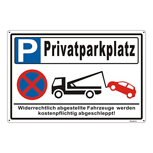 Goodvia Privatparkplatz Parken Verboten Schild XXXL Metall Reflektierend 45×30 cm