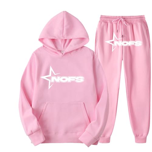 XUEQINGDE NOFS Jogginganzug Streetwear Tracksuit für Herren NOFS Tracksuit Buchstaben Druck Lose Hoodies und Jogginghosen Y2K Hip Hop Streetwear Unisex Pullover Oberteile und Sporthosen Anzug