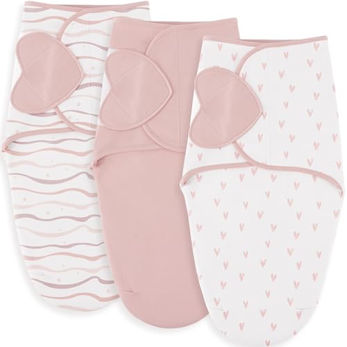 Susurration 3-Pack Swaddle Schlafsack Baby - 100% Baumwolle Baby Schlafsäcke für Neugeborene,Verstellbare Säugling Wrap für Junge Mädchen 0-6 Monate (Rosa Lila)