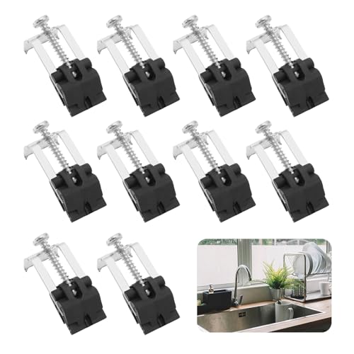 Spülenklammern für Edelstahl Einbauspülen Unterbau Spülbecken Clips Set 10 Stück Sink Bogen Befestigungsklammern Sink Bogen Verstellbare Geeignet für Waschküchen, Küchenspülen, Duschräume