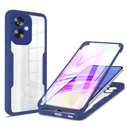 Rnrieyta Miagon 360 Grad Hülle für Oppo A79 5G,Ganzkörper Schutzhülle mit Eingebauter Displayschutzfolie Full Body Silikon Case Durchsichtige Bumper,Blau