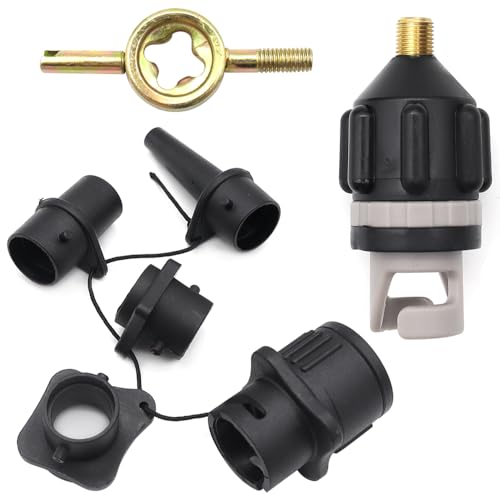 GOIYZTTR SUP Ventil Adapter Aufblasbarer Adapter mit 4 Stück Gasdüse Inflatable Sup Pumpe Adapter für Schlauchboote, Stand Up Paddle Board, Aufblasbarer Bett
