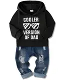 Amissz Babykleidung Set für Baby Jungen Kleidung Outfit, Kinder Jungen Lange Ärmel Brief Print Kapuzenpullover Top + Jeans Hose Bekleidung Weiß 2-3 Jahre