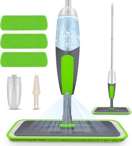 ILAVCOOL Sprühwischer Bodenwischer Wischer mit Sprühfunktion, Wischmopp für Bodenreinigung, Trocken-Nassmopp, Staubwischer mit 3 wiederverwendbaren Wischpads und 550 ml nachfüllbarer Flasche
