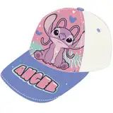 Disney Stitch und Angel Baseballkappe für Mädchen, Stitch und Engel Design Sommermütze für Mädchen, Geschenk für Kinder (DE/NL/SE/PL, Numerisch, 53, Weiß)