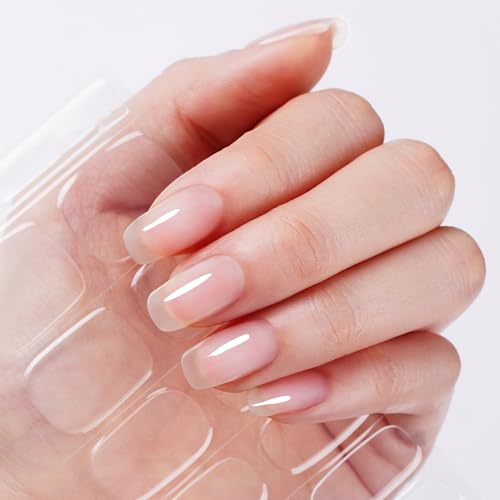 DANNI & TONI Halb ausgehärtete Gel Nagelfolien Transparent Klar Glänzend Einfarbig Gel Nagel Aufkleber, Halbgehärtete Nagelfolie, Nagelaufkleber Nagelsticker Nageldesign Wraps (28 Aufkleber)