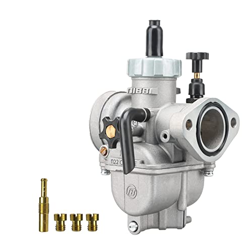 NIBBI Vergaser PE22 mm, Universal für 100–125 cc Flansch Motorrad mit Vergaserdüsen für Dirt Bike Mini Bike Yamaha Kawasaki Suzuki Apollo Dirt Bike Mini Bike KYMCO SYM TAOTAO Scooter Moped
