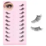 YPYMOD 10 Paar Halbe Wimpern Natürlich Künstliche Cat Eye Klare Band Half Cateye Flauschige Falsche Natural Fake Lashes 18mm