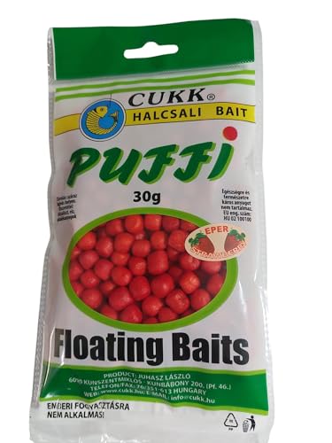 Generisch CUKK Karpfen Köder PUFFI Floating Baits Fisch Teig Karpfenfutter Boilies Pop Up (Erdbeeren 10mm)