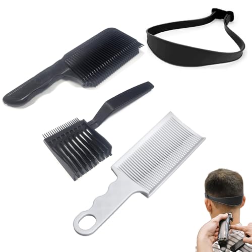 4 Stück Haarschneidehilfe, Verstellbare Haarschneideschablone & Gebogenes Haarschneideband aus Silikon, Professioneller Friseurkamm für Perfekte, Präzise Haarschnitte zu Hause für Männer(Schwarz)