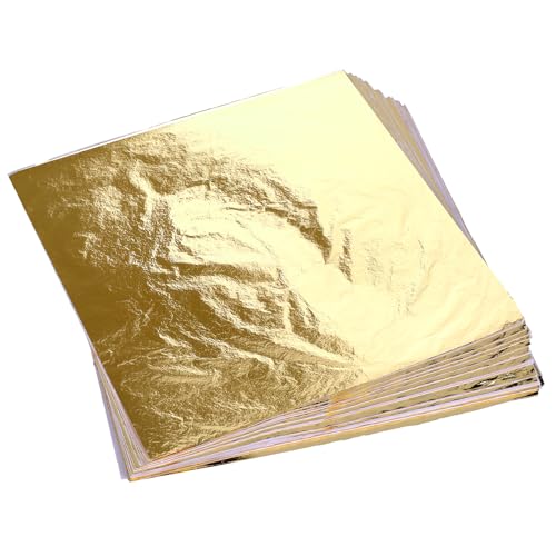 200 Blätter Blattgold Stück Imitation, 14 X 14 cm Goldfolie Kupferfolie Stück Blattgold zum Basteln Decoupage Papier für Möbel Blattgold für Nägel, Holz, Möbel Dekoration, Malerei, Nageldesign