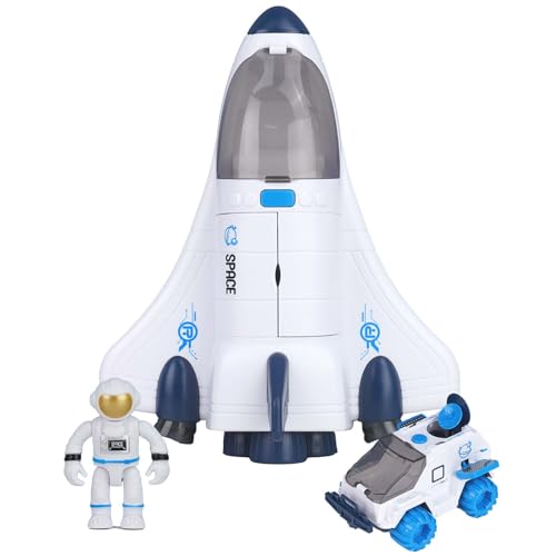 Siairo Space Shuttle Rakete Spielzeug für Kinder, Weltraumspielzeug für Jungen Mädchen, Wissenschaft Lernspielzeug Astronauten Figuren (blau)