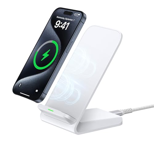 Wireless Charger, 15W Induktive Ladestation Handy Ständer, Schnelles Kabelloses Ladegerät für Samsung Galaxy S24 Ultra/S23/S22/S21/S20/S9/S8/Note 21/20/10, iPhone 15/14/13/12/11, Google Pixel 8/7/6/5