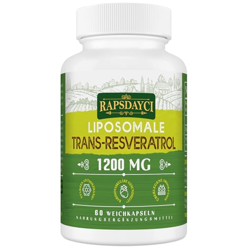 1200mg Liposomales Trans-Resveratrol, Resveratrol hochdosiert, Reine Formel mit 98%, Trans-Resveratrol aus dem Japanischen Staudenknöterich, Bessere Aufnahme, 60 Kapseln