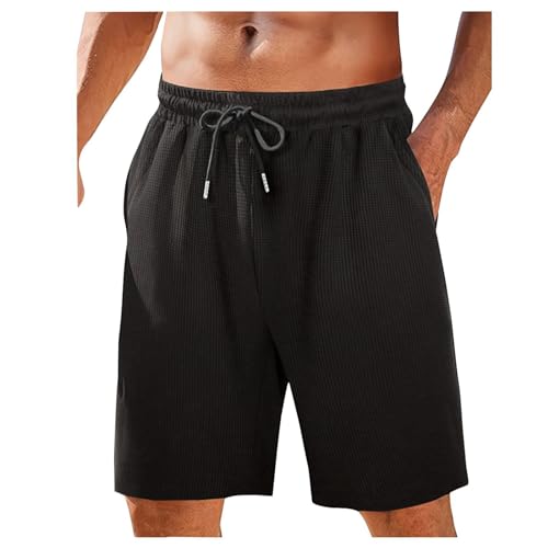 Kurze Hosen Herren Große Größen elastische Shorts Fitness Casual Running Männer Turnhosen Für Kurz(Schwarz,L)